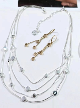 出口余量品牌logo铜链镀银蛇皮链纯手工四层多层短款锁骨链项链女