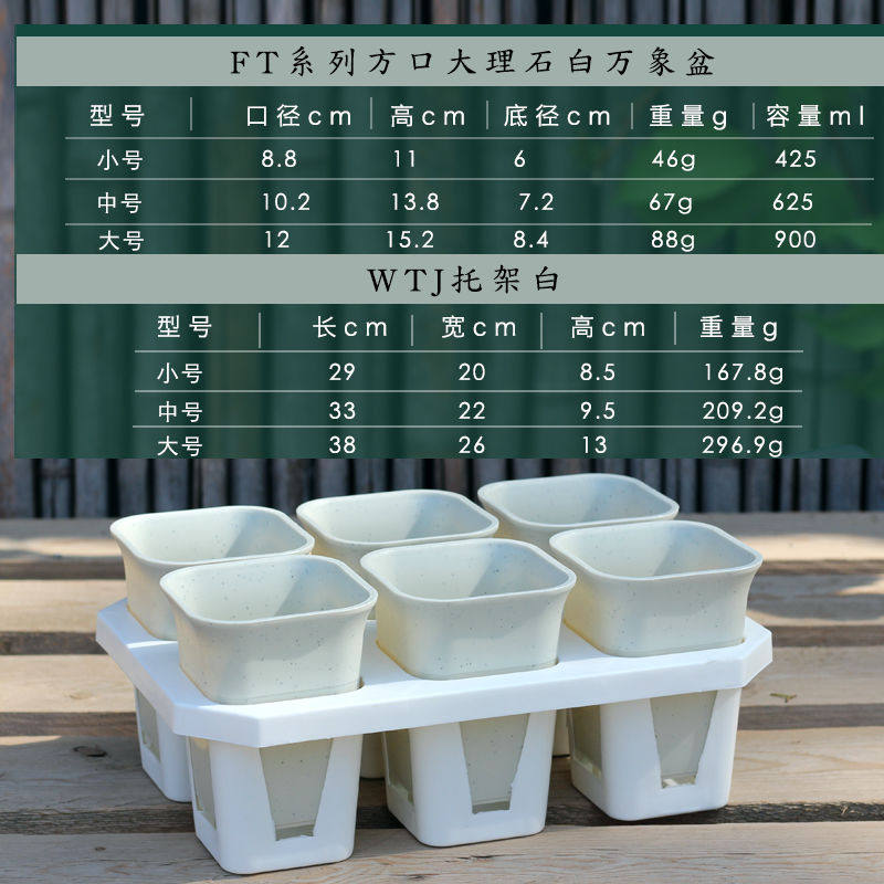 方形圆形万象盆6格托架组合蝴蝶兰深盆十二卷仙人球根盆整理托架