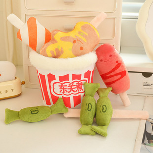 创意搞怪炸鸡发财桶关东煮毛绒玩具学生桌面摆件挂件挂饰抓机
