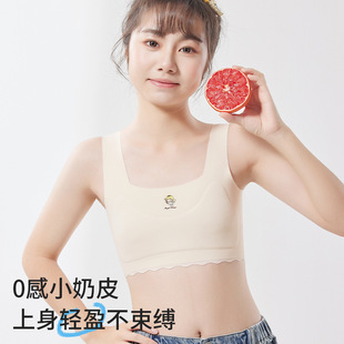 无痕发育期儿童内衣固定杯少女孩初中小学生一二阶段背心抹胸裹