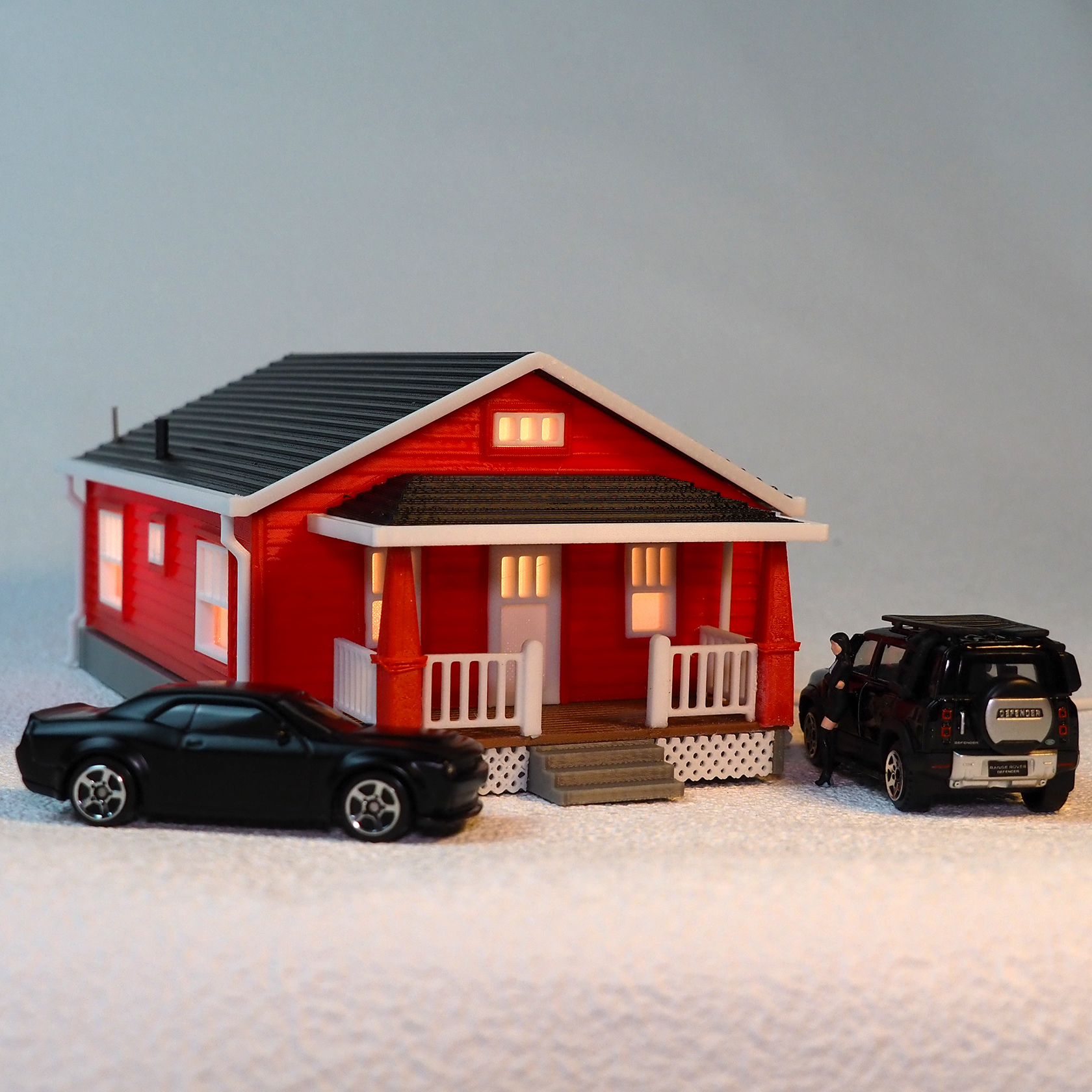 微缩场景64比例房屋模型砖瓦玩具摆件别墅欧美式建筑模型diy三