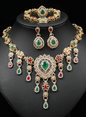 欧美夸张民族风新娘项链四件套首饰套装新款个性气质时尚夸张配饰