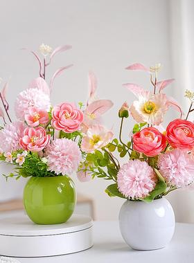 假花花束仿真花摆设客厅装饰绢布插花餐桌摆花桌面花艺小茶几摆件