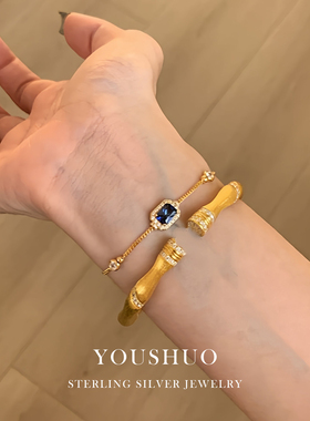 S925纯银满钻星空蓝宝石手链女轻奢气质颜值百搭高级感手饰送女友