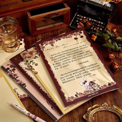 复古拍纸本玫瑰庄园高颜值学生可撕大本B5学习记事本便签横线网格