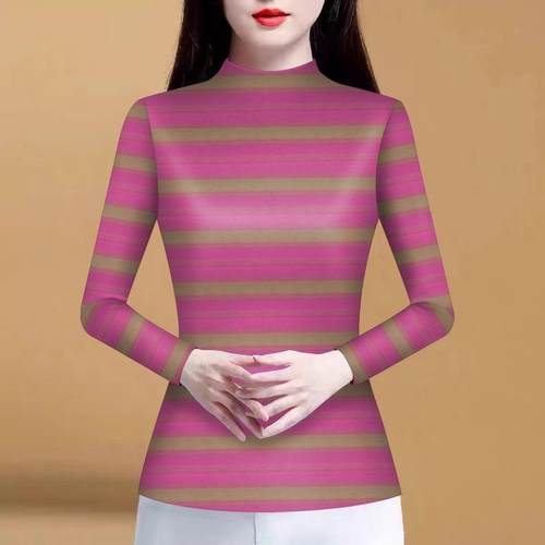 清仓外贸妈妈中老年加绒加厚打底衫印花长袖T恤宽松显瘦遮女上衣