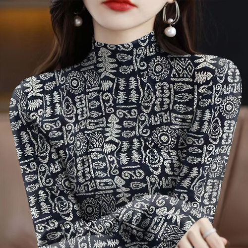 清仓外贸妈妈中老年加绒加厚打底衫长袖T恤时尚宽松显瘦遮女上衣