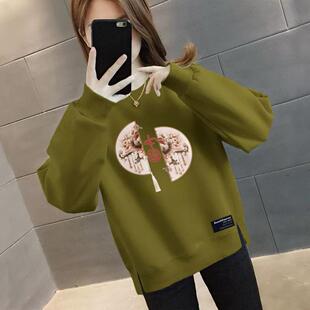 新款 女款 加绒 休闲宽松卫衣高档显瘦ins韩版 上衣 不加绒长袖 春秋季