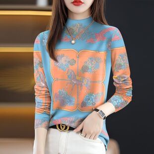 宽松显瘦遮肉上衣 T恤时尚 清仓外贸妈妈中老年加绒加厚打底衫 长袖