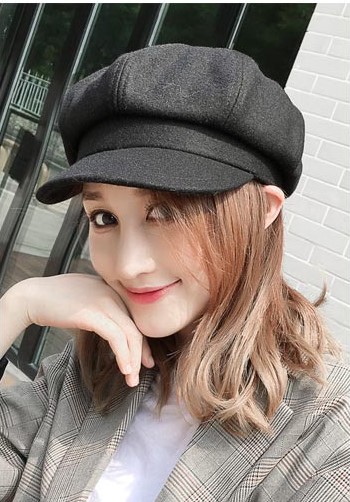 韩国鸭舌贝雷帽复古百搭画家帽男女毛呢八角帽子女春夏秋冬天韩版