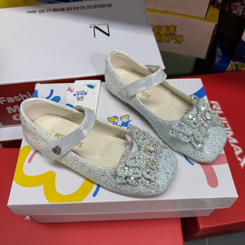 撤柜女童公主凉鞋爱莎亮钻小皮鞋