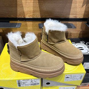 撤柜女士雪地靴冬季大棉加绒加厚保暖反绒皮厚底增高侧拉链短靴子