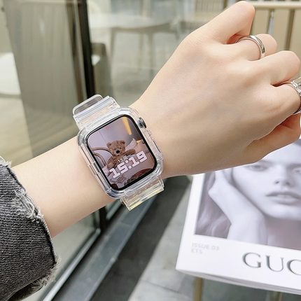 适用苹果s8手表iwatch7表带applewatch6代新款冰川一体女保护壳套