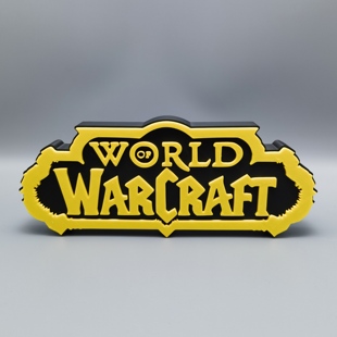 魔獸世界logo立牌桌面擺件3D打印wow手辦創意模型立體字體冰箱貼