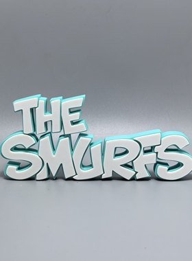 蓝精灵标志立牌Smurfs卡通动画周边3D打印创意模型高颜值装饰摆件