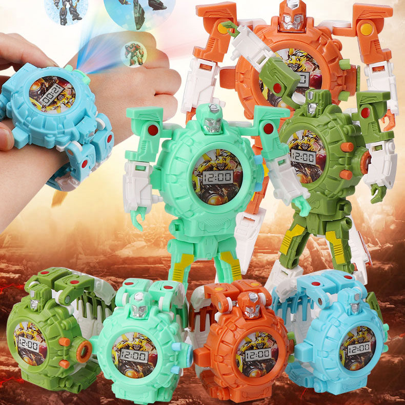 抖音玩具变形投影手表玩具金刚变形手表机器人投影玩具新品包邮