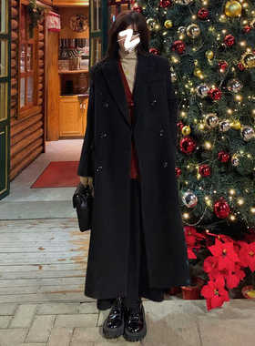 高个子羊毛大衣女超长款到脚踝新款高级感秋冬季加长正肩毛呢外套