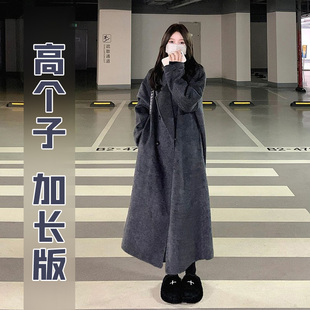 高個子加長毛呢大衣女到腳踝秋冬高級感加厚超長羽絨羊毛呢子外套