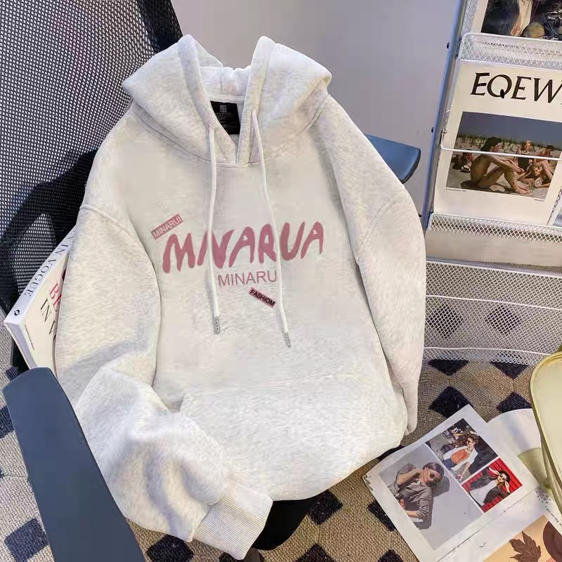 美式复古字母印花连帽卫衣女童2025新款秋冬宽松加绒加厚纯棉外套