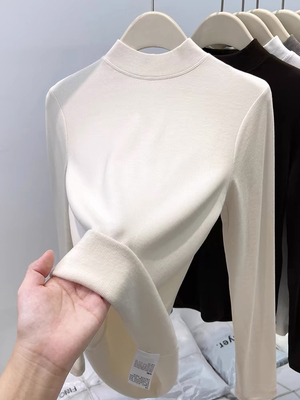 2025冬季新款半高领德绒打底衫男女童内搭高级感中大童中领上衣