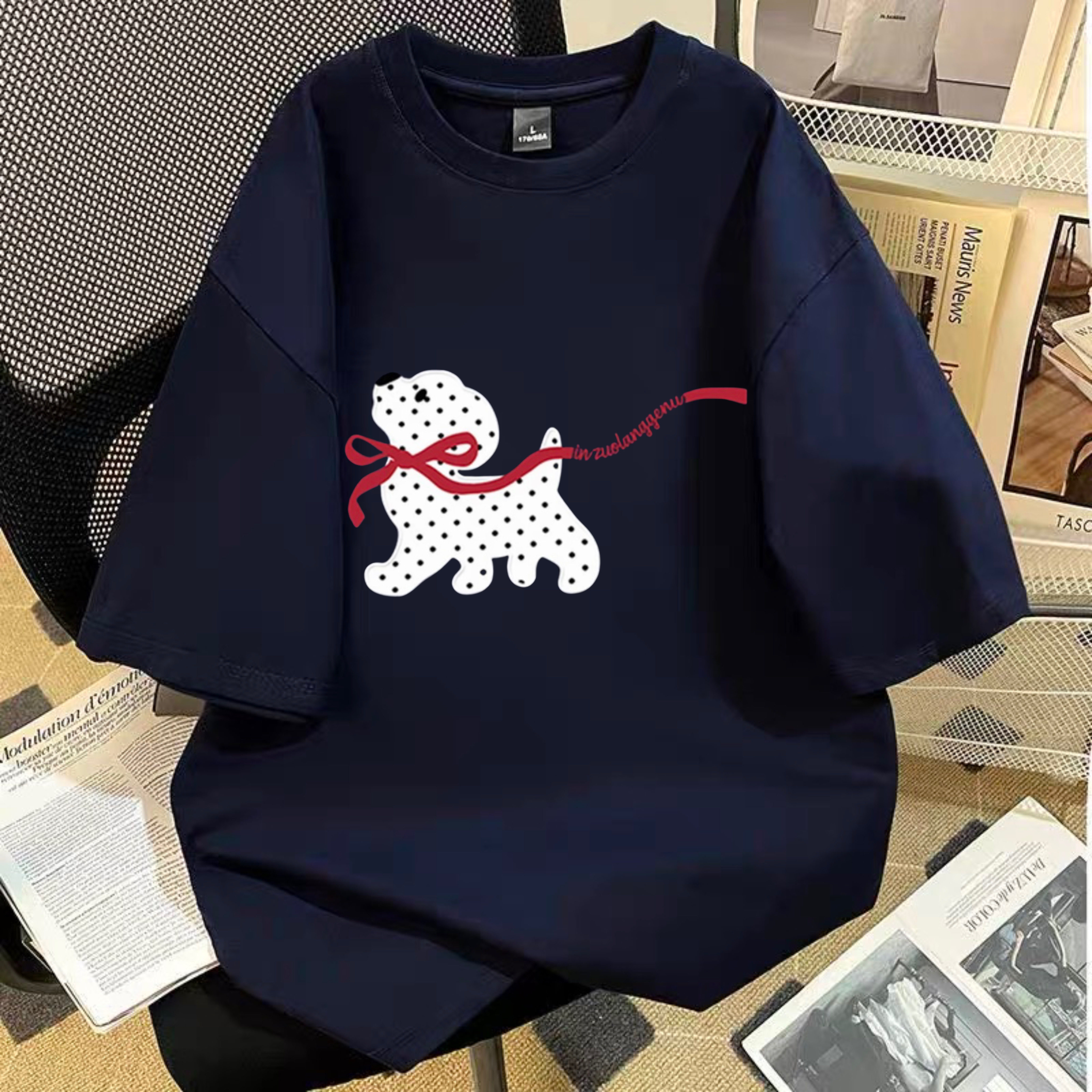 韩系卡通小狗印花女童短袖T恤图片