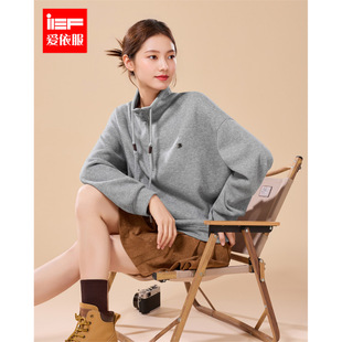 简约休闲通勤气质宽松百搭卫衣上衣 韩版 IEF 爱依服2025秋冬新款