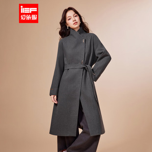 韩版 新款 成熟通勤气质高级感百搭呢绒长外套 爱依服2025冬季 IEF