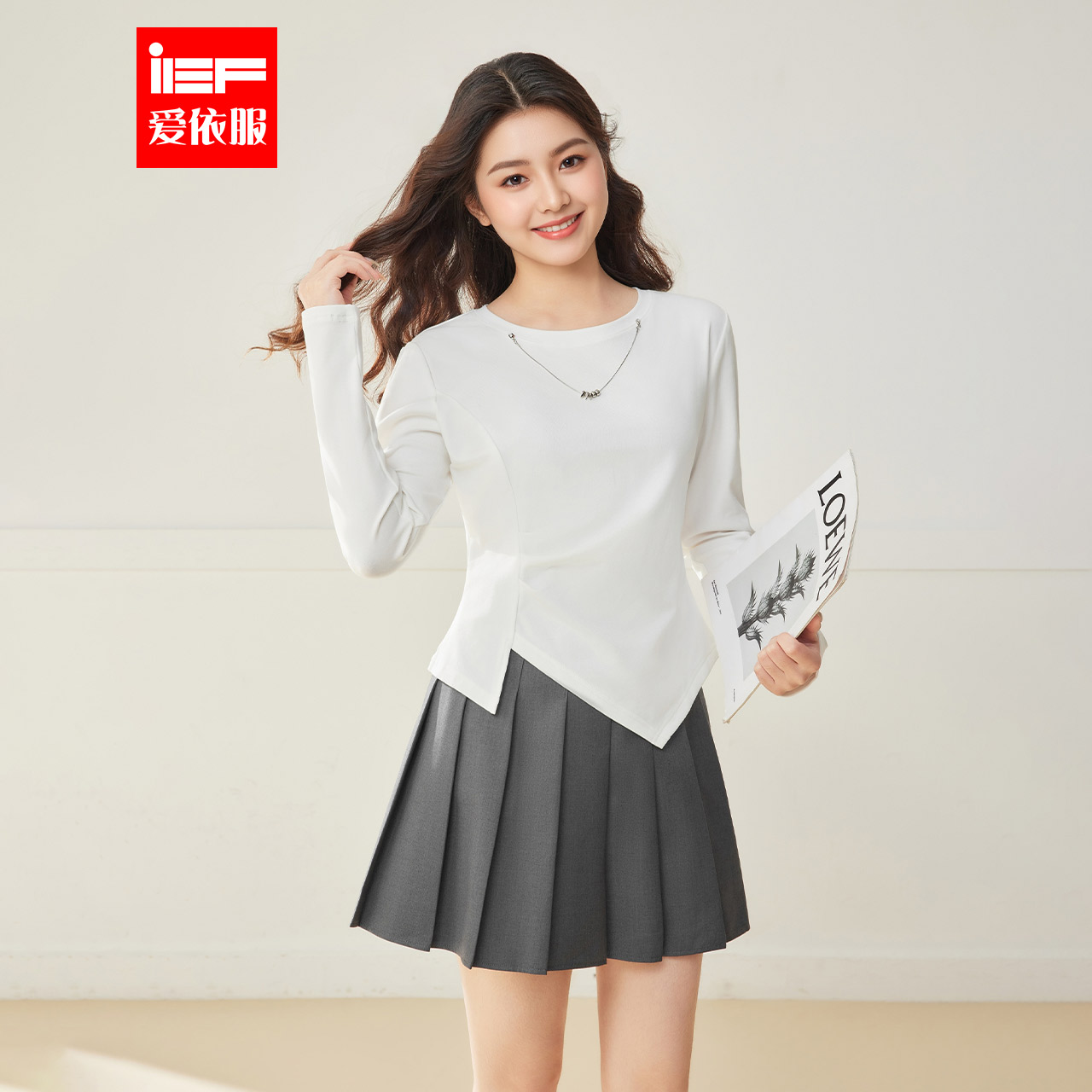 IEF/爱依服【微胖】大码女装2025秋季新款韩版设计感通勤百搭上衣