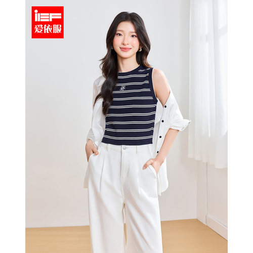 IEF/爱依服2026夏秋新款韩版时尚条纹背心百搭通勤无袖简约气质