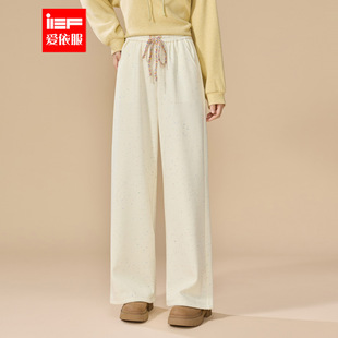 休闲慵懒风宽松百搭加绒保暖阔腿裤 IEF 韩版 新款 爱依服2025冬季