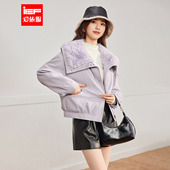 IEF 通勤气质百搭加绒保暖亮面皮外套 韩系时尚 爱依服2025冬季 新款