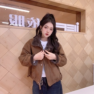 冬季 爱依服2025新款 IEF 皮毛一体保暖加绒磨砂皮外套 小个子