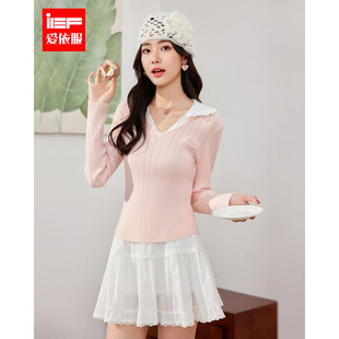 甜美温柔小女人气质修身 IEF 法式 新款 显瘦毛织上衣 爱依服2026春季
