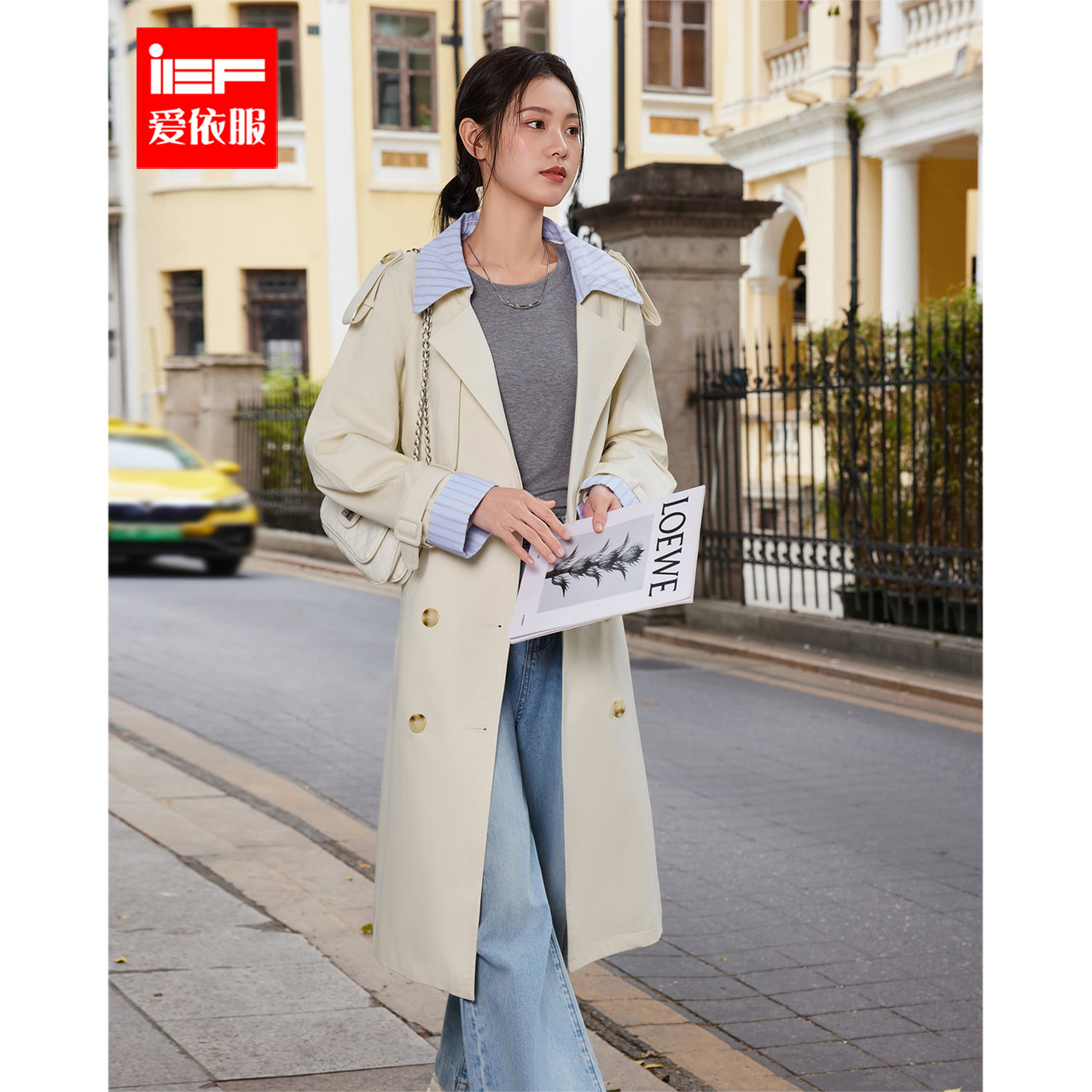 IEF/爱依服2025春季新款法式英伦风通勤气质百搭设计感风衣长外套