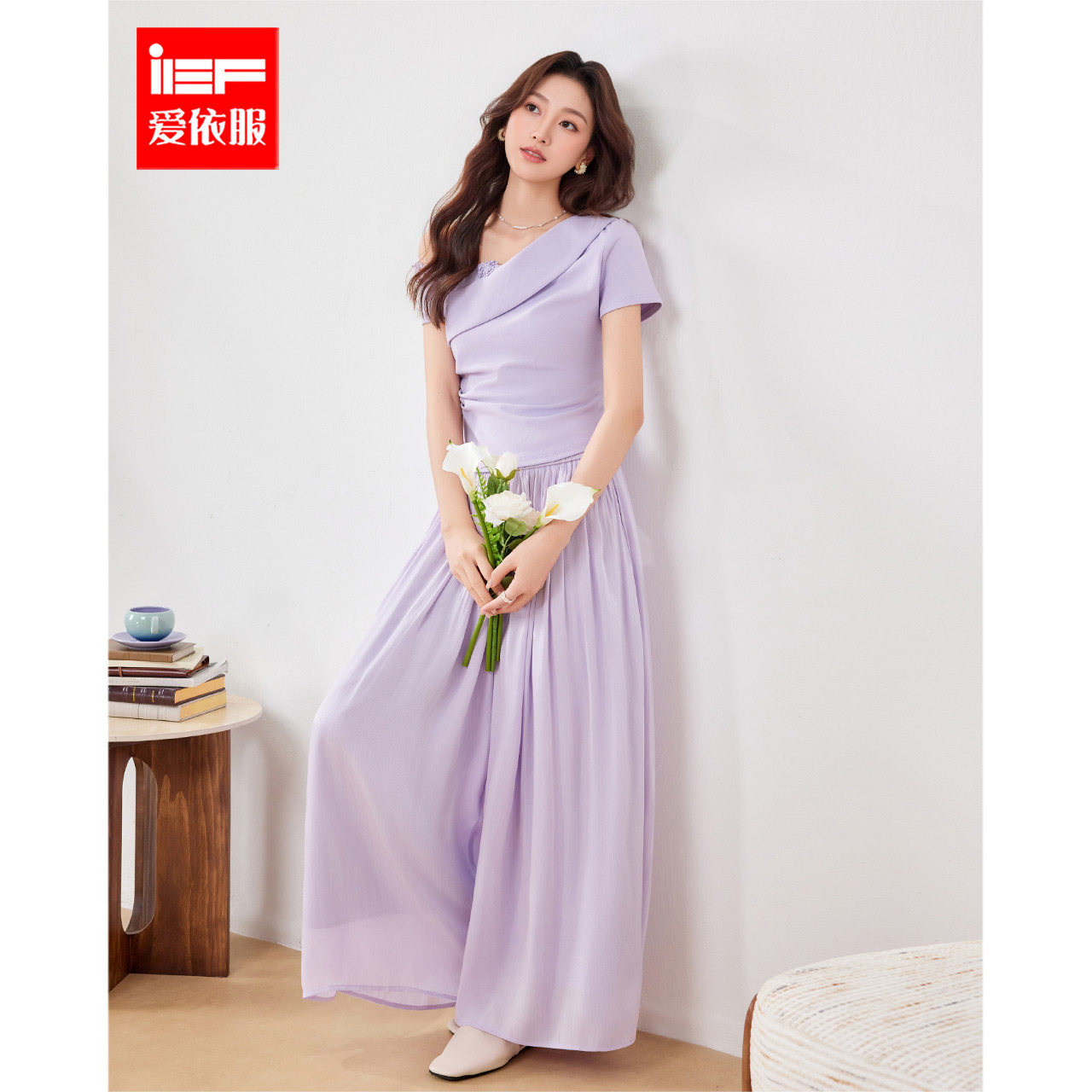 IEF/爱依服2026新款夏季时尚高级温柔女人味显瘦上下套长裤套装