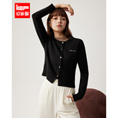 爱依服2025秋冬新款 DNA系列 刺绣短款 IEF 外套百搭毛针织开衫