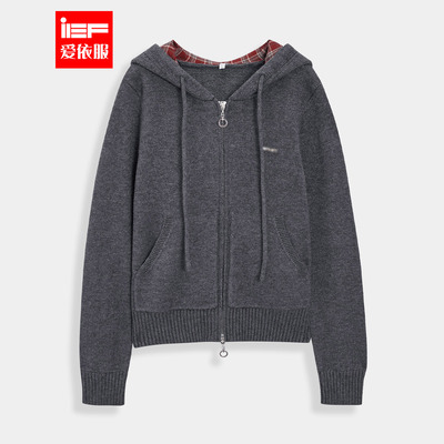 IEF/爱依服2025秋冬新款韩版简约纯色通勤气质百搭毛织外套上衣