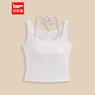 韩系甜酷辣妹气质设计感假两件背心上衣 新款 IEF 爱依服2026春季