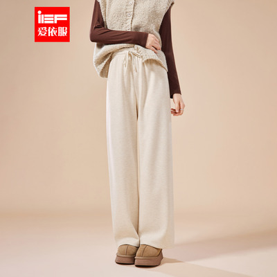 IEF/爱依服裤子2025秋冬新款韩版简约休闲慵懒风宽松百搭阔腿裤