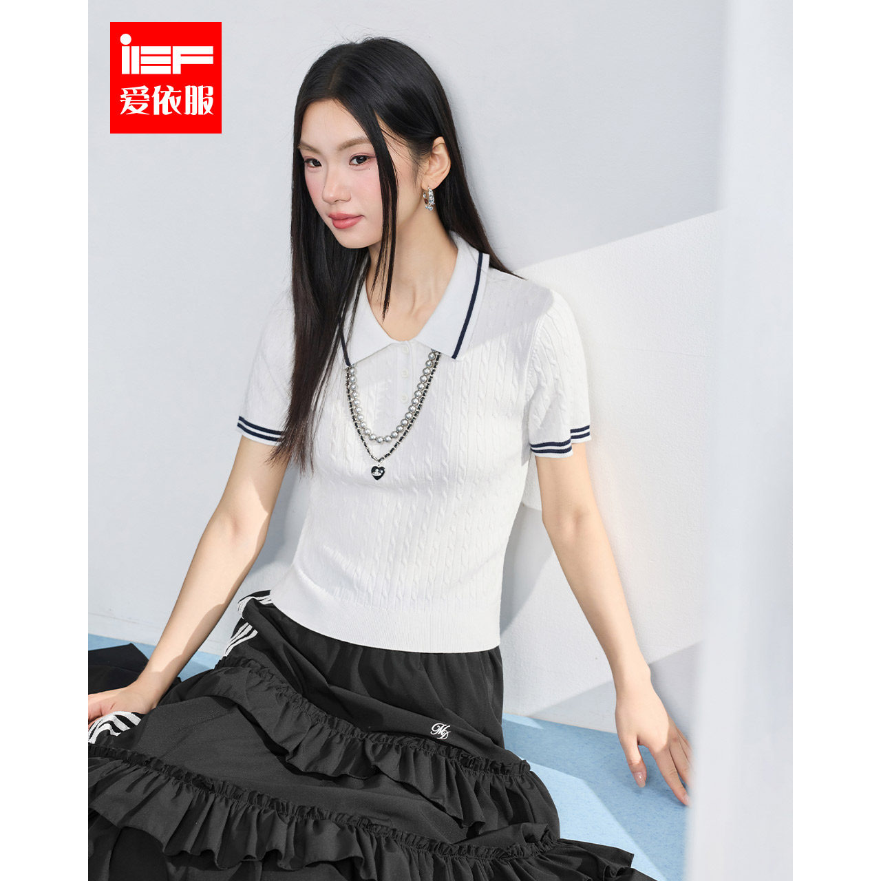 IEF/爱依服2026夏季新款韩系文艺休闲学院风通勤百搭薄款毛织上衣