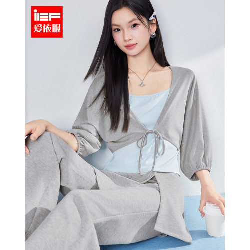 IEF/爱依服2026夏秋新款简约风针织开衫套装女阔腿裤气质休闲显瘦