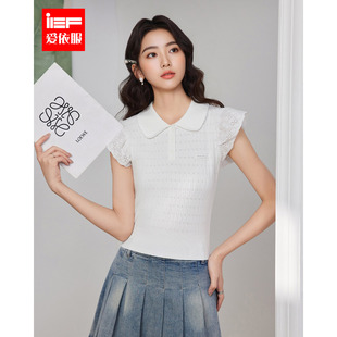 休闲女孩子气飞飞袖 新款 气质甜美百搭毛织上衣 爱依服2026夏季 IEF