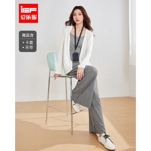 IEF/爱依服2026夏秋新款法式温柔风针织开衫格子裤套装女通勤日常