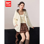 IEF 休闲甜美少女风加绒连帽卫衣外套 韩版 爱依服2025冬季 新款