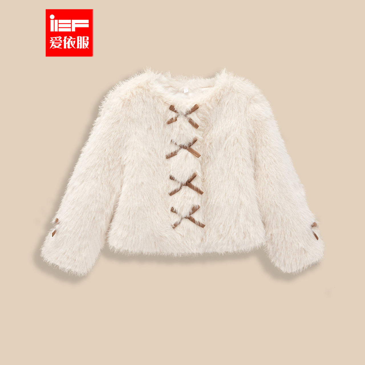 MINIIEF【爱依服童装】2025冬季新款法式甜美夹棉女童毛绒外套