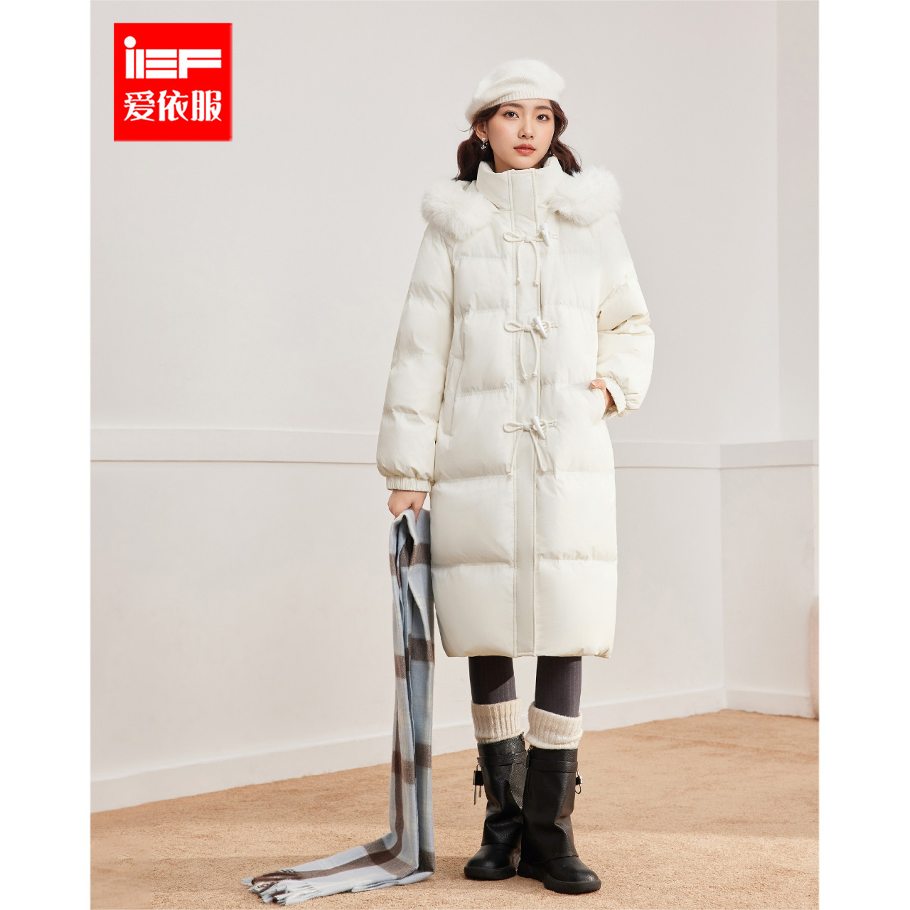 IEF/爱依服2025冬季新款法式甜美减龄少女风通勤保暖羽绒长外套