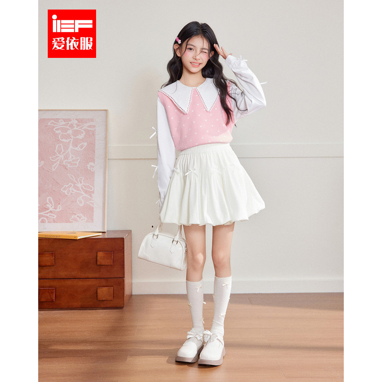 MINIIEF【爱依服童装】2026秋冬新款韩系风甜美洋气女童可爱摆裙