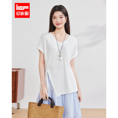 IEF/爱依服2026年夏新款设计感不规则下摆T恤女宽松显瘦气质上衣