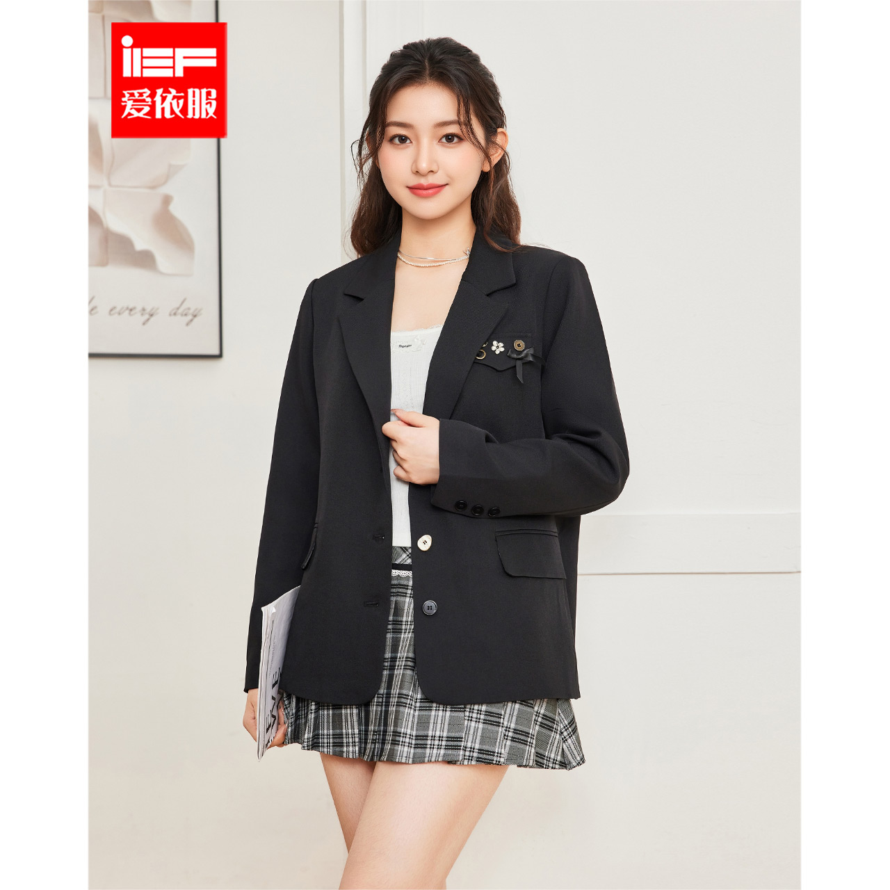 IEF/爱依服【微胖】大码女装2025秋季新款韩系风通勤气质百搭西装