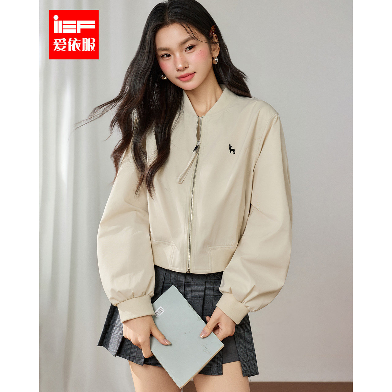 IEF/爱依服2026秋季新款韩系短款棒球服短外套拉链时尚百搭夹克图片